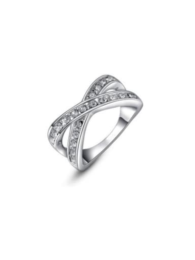 Women Exquisite Platinum Plated Letter X Shaped Ring