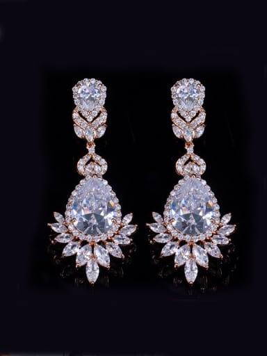 Luxury AAA Zircons Long Noble Fashion Drop Earrings