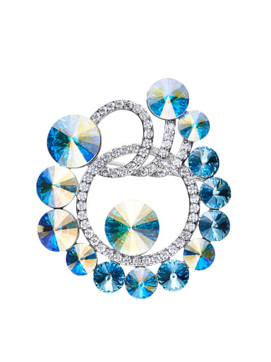 custom Blue austrian Crystals Brooch