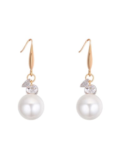 Simple White Imitation Pearl Copper Plating Earrings