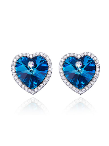 Blue Crystal Heart-shaped stud Earring