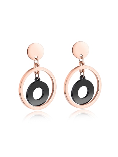 Simple Hollow Rounds Rose Gold Plated Stud Earrings