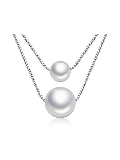 Simple Double Layer White Imitation Pearls Necklace