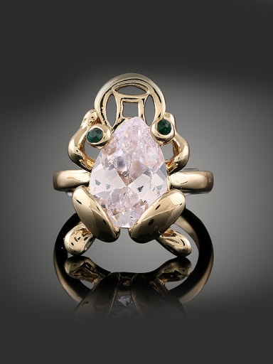 Personalized Zircon Frog Gold Plated Alloy Ring