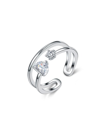 Double Zircons Double Lines Smooth Opening Ring