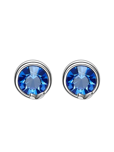 Simple Blue austrian Crystal Round Stud Earrings