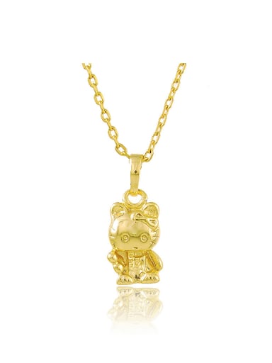 Creative 24K Gold Plated Cartoon Cat Shaped Copper Necklace