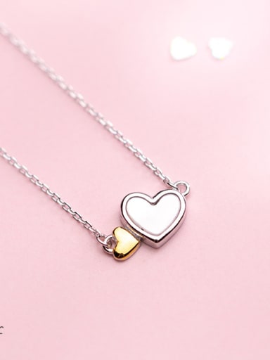 S925 Silver Necklace Pendant, female fashion, sweet love necklace, temperament, heart and soul, clavicle chain D4294