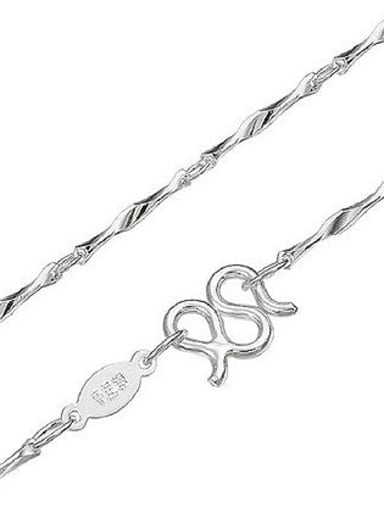Simple 990 Silver Water Wave Twisted Single Necklace
