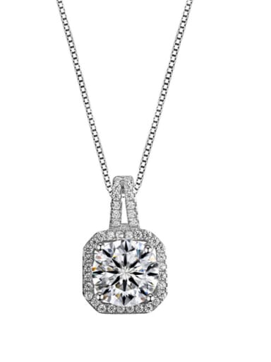 Simple fashionable and creative square Zircon Pendant Necklace