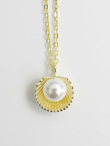 Fashion Artificial Pearl Shell Silver Necklace