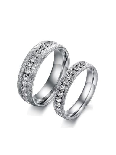 Fashion Cubic Rhinestones Polish Titanium Lovers Ring