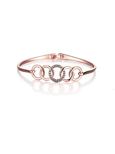 Simple Style Hollowed Rose Gold Zircon Bangle