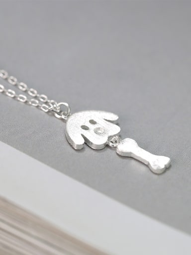 Simple 925 Silver Puppy Dog Women Necklace