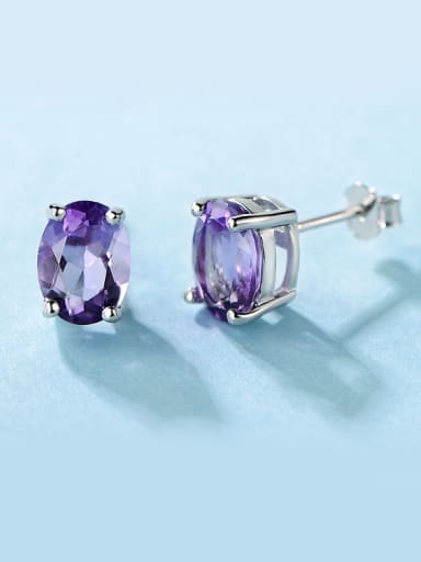 Purple Crystal stud Earring