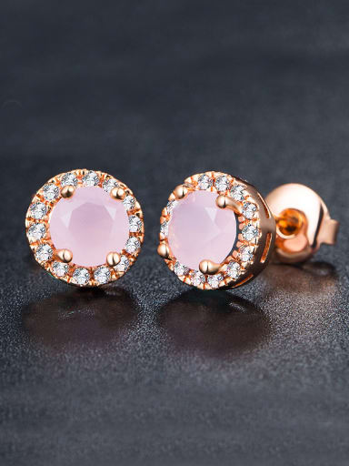 Round Pink Zircon Cluster earring