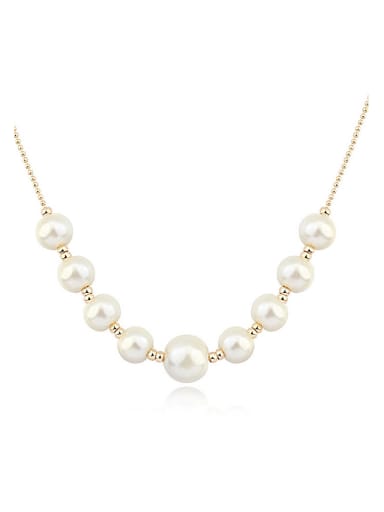 Fashion White Imitation Pearls Gold Plated Necklace