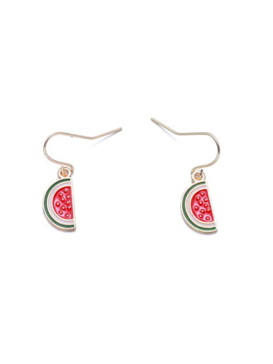 Elegant Watermelon Shaped Enamel Drop Earrings