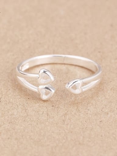 Heart shapes Silver Opening Midi Ring