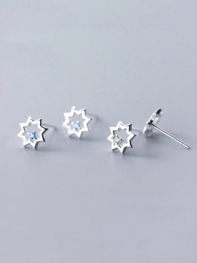 925 Sterling Silver With Silver Plated Simplistic Octagonal star Stud Earrings