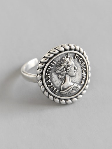 925 Sterling Silver  RouRetro portrait free sizend Rings