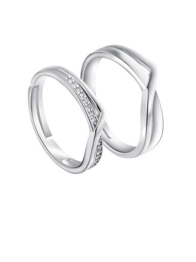 925 Sterling Silver With  Cubic Zirconia Simplistic  Fashion Lovers Free Size Rings