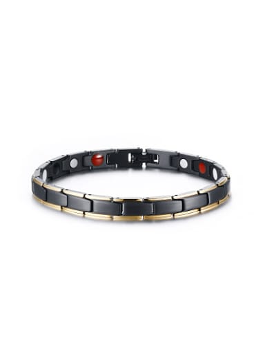 Exquisite Black Gun Plated Magnets Titanium Bracelet