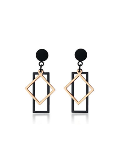 Fashion Double Color Geometric Shaped Titanium Drop Earrings