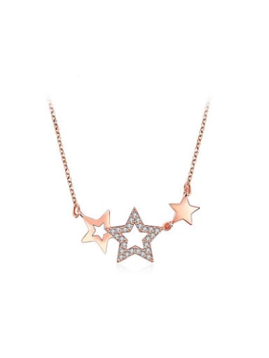 Fashion Rose Gold Star Shaped Crystal Necklace