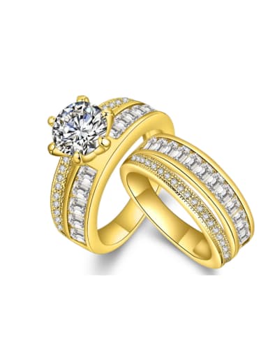 Fashion Gold Plated Zircons Double Ring