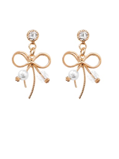Alloy With Artificial Pearl Simplistic Bowknot Stud Earrings