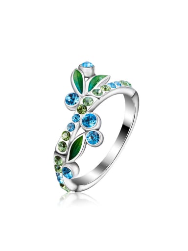 Fashion Shiny austrian Crystals 925 Silver Ring