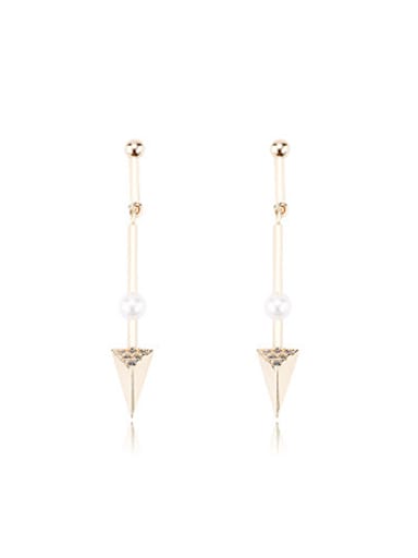 Fashion Artificial Pearl Zircon Triangle Drop Earrings