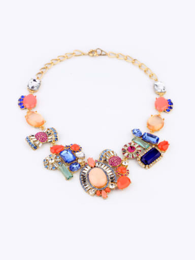 2018 Colorful Flower Artificial Stones Alloy Necklace