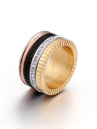Titanium With 18k Gold Plated Trendy Round Stacking Rings