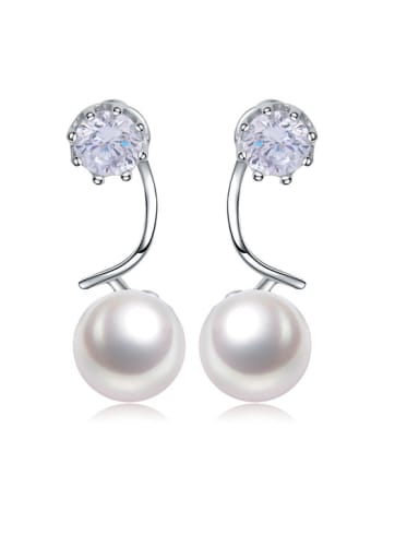 AAA zircon minimalist Shell Pearl Earrings