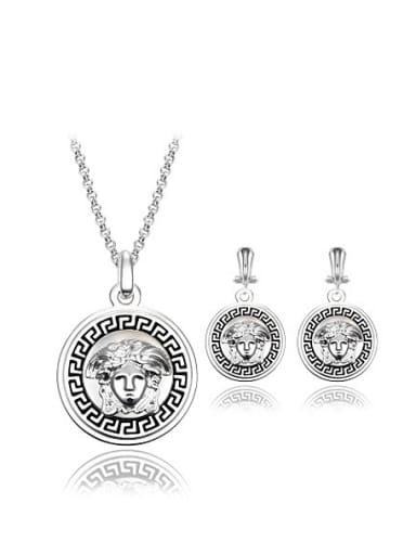 Alloy Silver Plated Fashion Round-shaped Two Pieces Jewelry Set