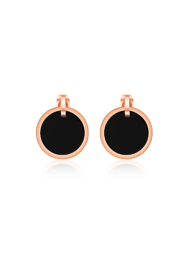 Fashion Black Round Rose Gold Plated Stud Earrings