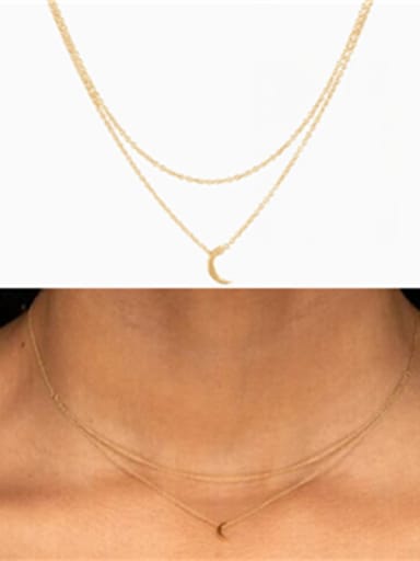 Titanium With Gold Plated Simplistic Moon Multi Strand Necklaces