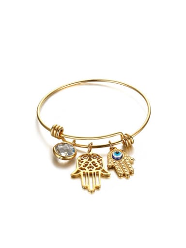 All-match Gold Plated Palm Shaped Rhinestone Bangle