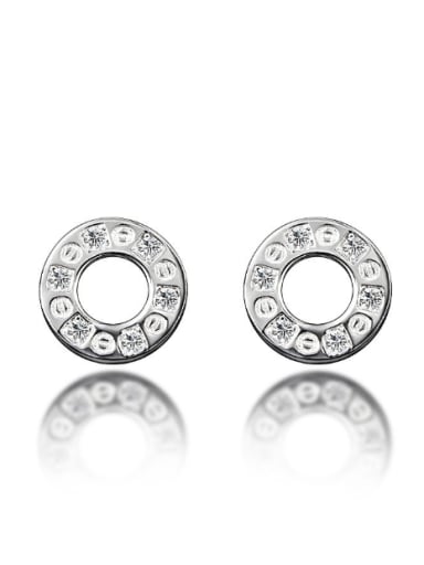 Tiny Simple Hollow Round Cubic Zircon Stud Earrings