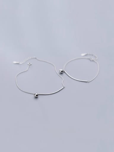 925 Sterling Silver With Silver Plated Personality Beads Bent tube Bracelets
