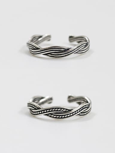 925 Sterling Silver With Antique Silver Plated Vintage Irregular Rings