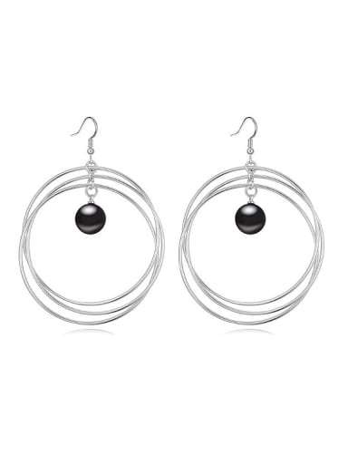 Exaggerated Imitation Pearl Three Rings Alloy Earrings