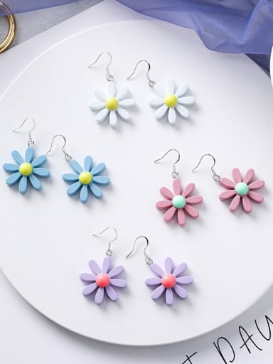 Alloy With Platinum Plated Cute Flower Hook Earrings