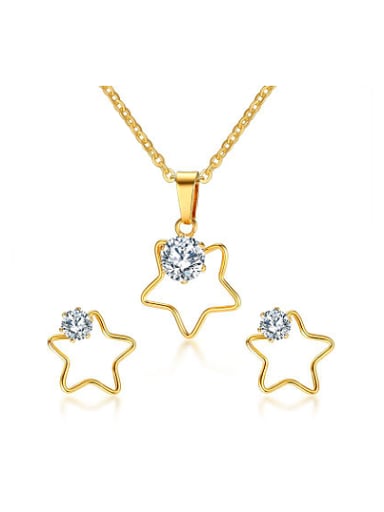 Exquisite Star Shaped AAA Zircon Titanium Two Pieces Jewelry Set