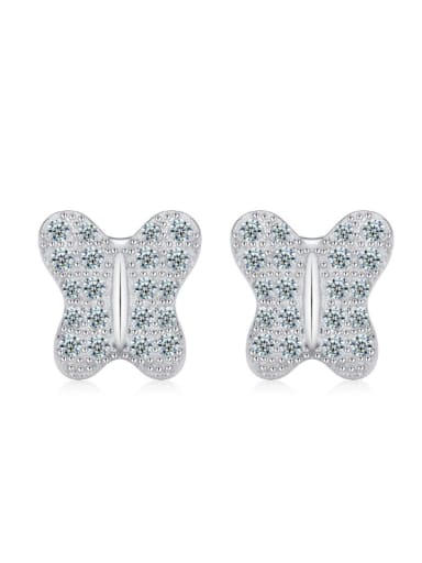 Silver Delicate Butterfly Shaped Stud Earrings