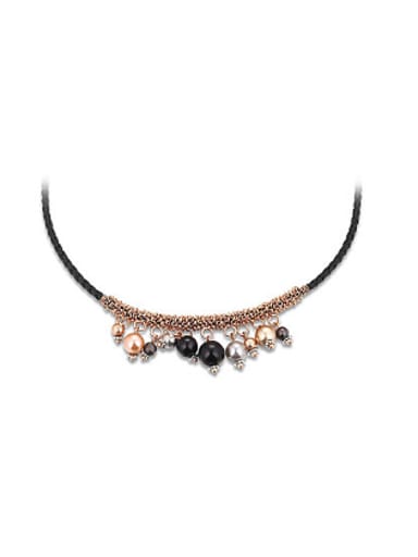 Personality Multi Beads Artificial Leather Necklace