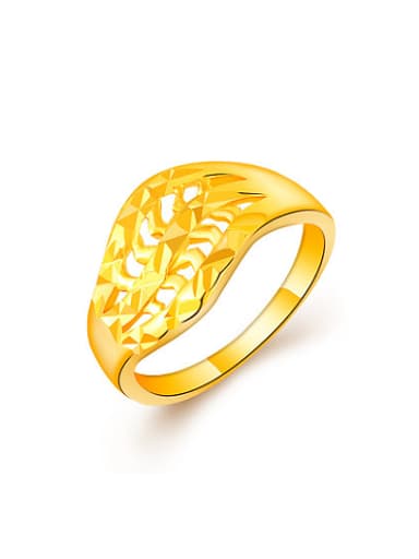 Korean Style Hollow Geometric Shaped 24K Gold Plated Ring