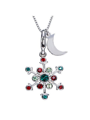 Snowflake Shaped Multi-color Crystal Necklace